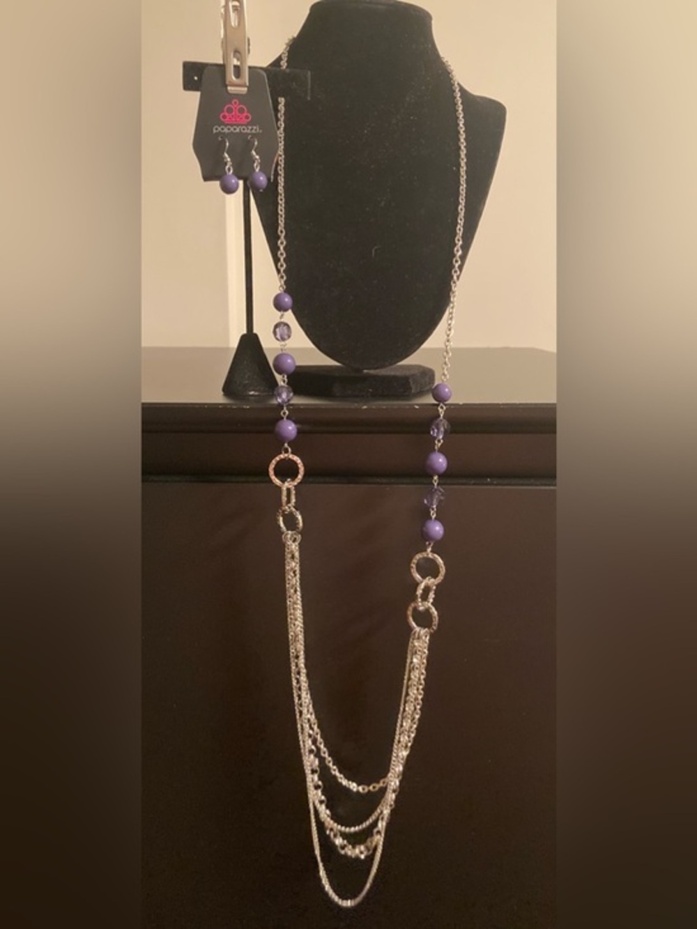 paparazzi Purple Bead Multi-Strand Silver Necklace